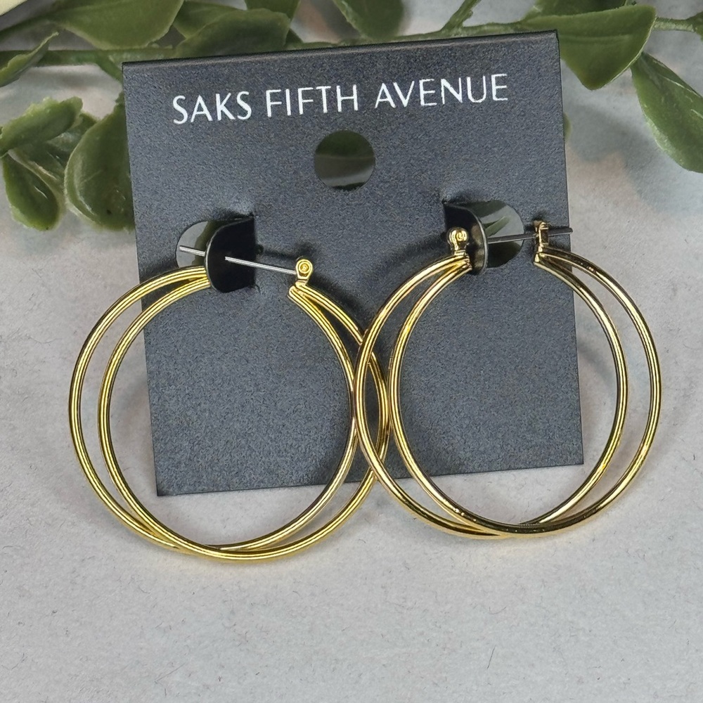 Saks Fifth Ave Gold Tone Hoop Earrings